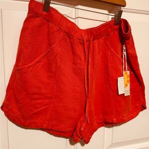 C&C California Red Athletic Shorts with Elastic Waistband